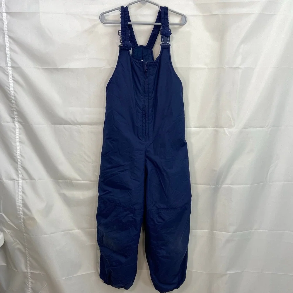 Kid's unisex blue adjustable zip waterproof insulated snowsuit pants winter gear